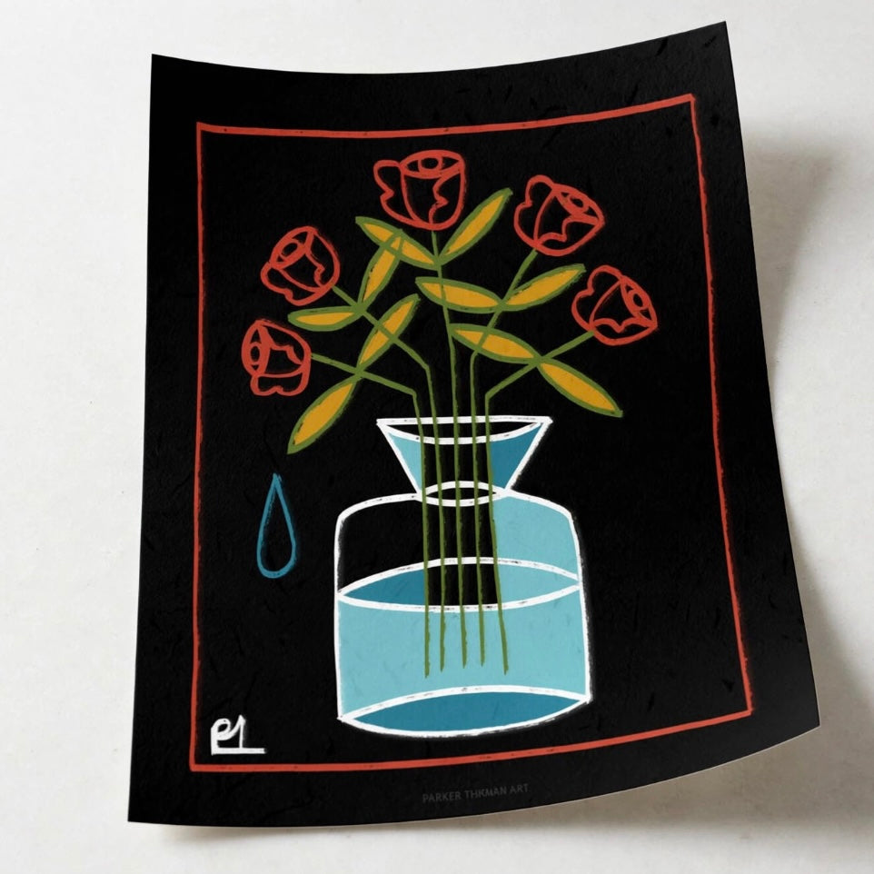 “Red roses” print